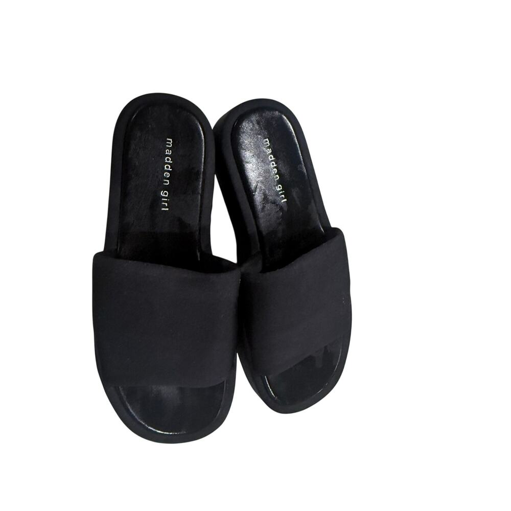 Madden Girl Wesley Black Platform Wedge Slide Sandals Y2K Chunky Women’s 10M
